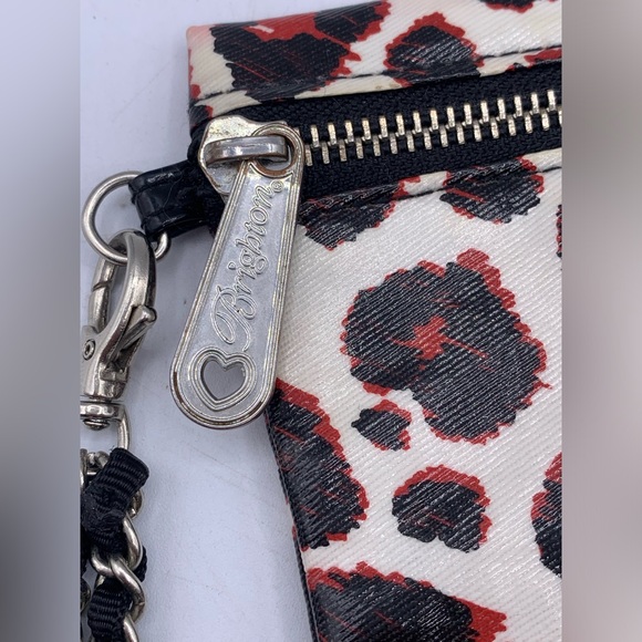 Brighton Leopard Animal Print Mini Makeup Bag 7.5 x 5.5 Red White Black Wrislet - Picture 4 of 9